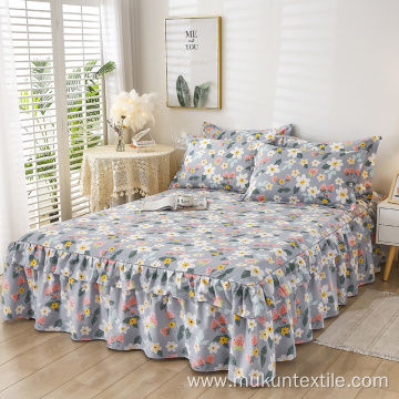 Wholesale beautiful printed bedskirt sheet set